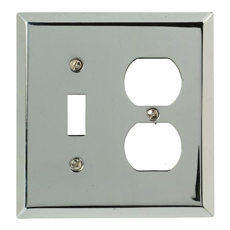 Amerelle Wall Plate, Number of Gangs: 2 gang Stamped Steel, Polished Chrome Finish, Light Gray 161TD